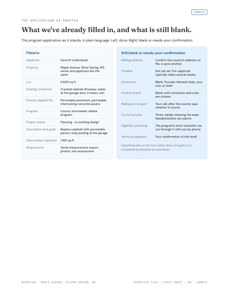 Application as drafted page