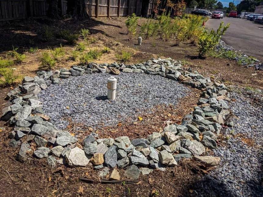 Bioretention rain garden at the Yellow Cab lot