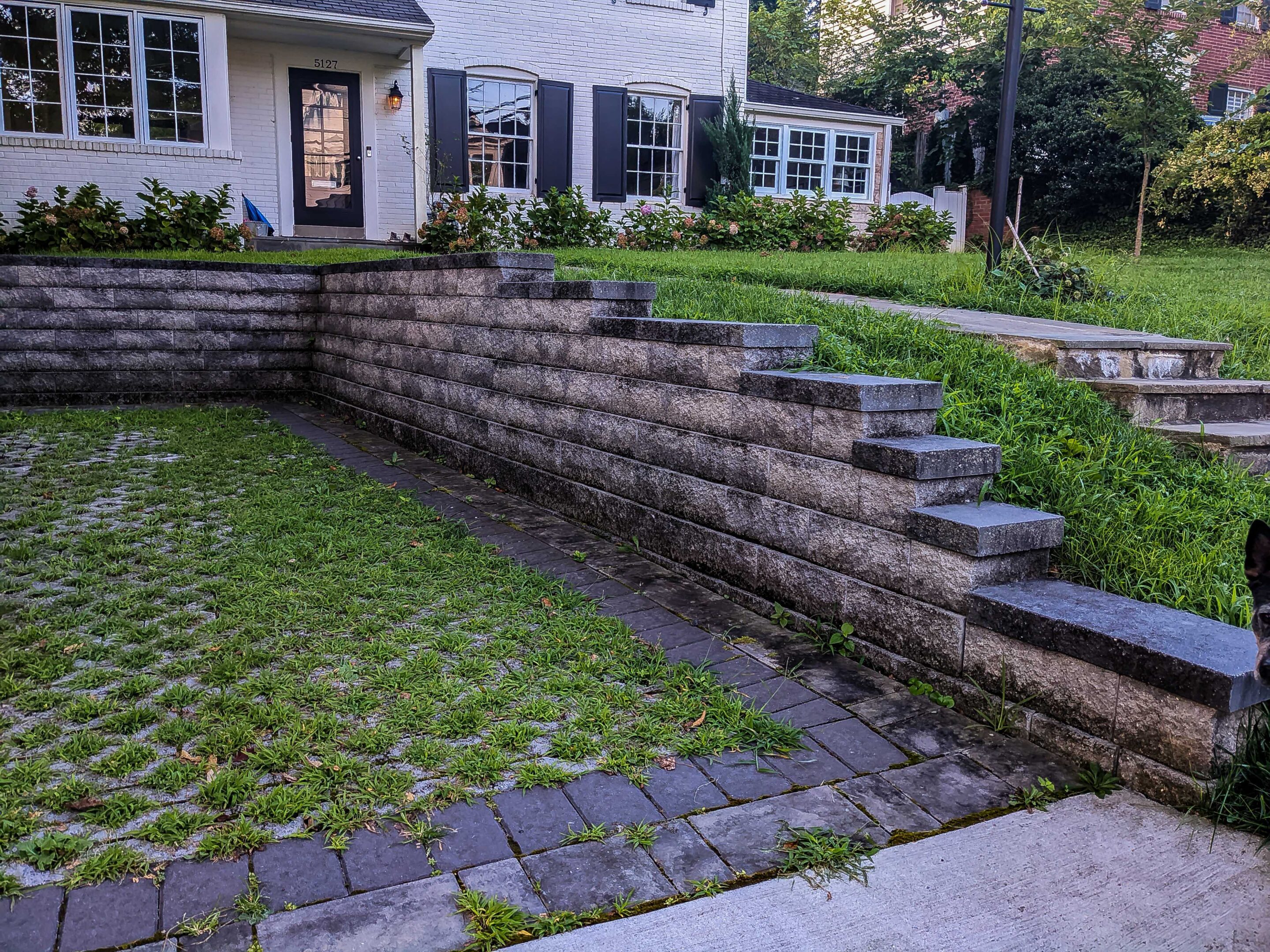 permeable pavers in a deep driveway