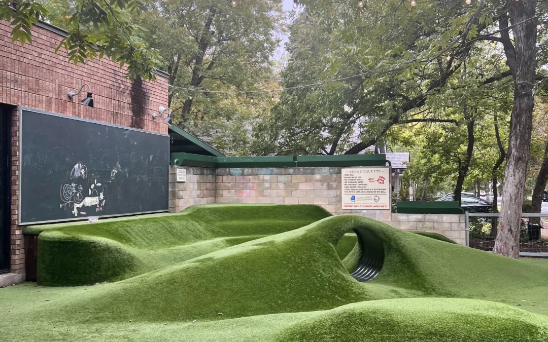 Stormwater berm in Austin Texas converted to play space
