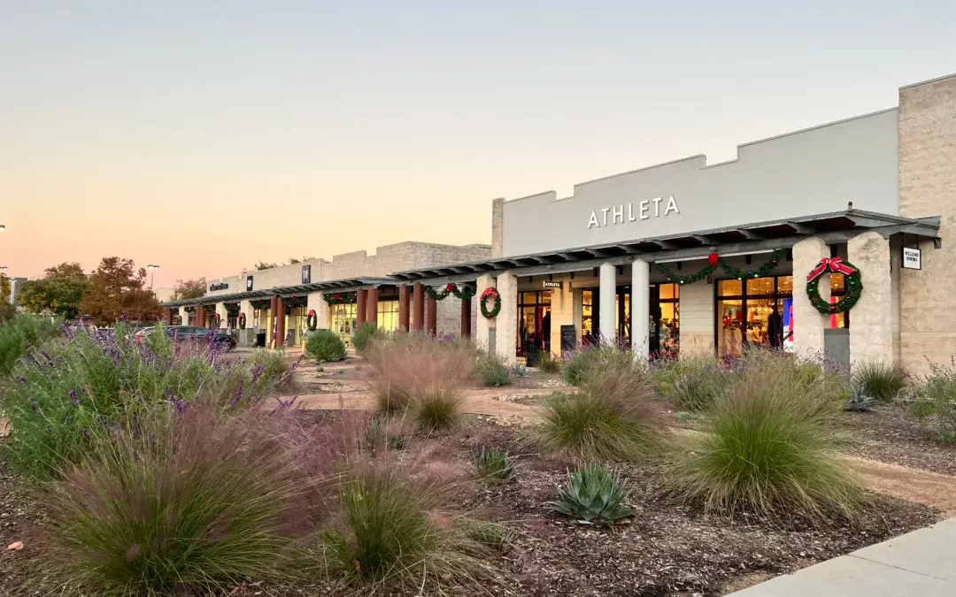 native landscaping at commercial strip mall
