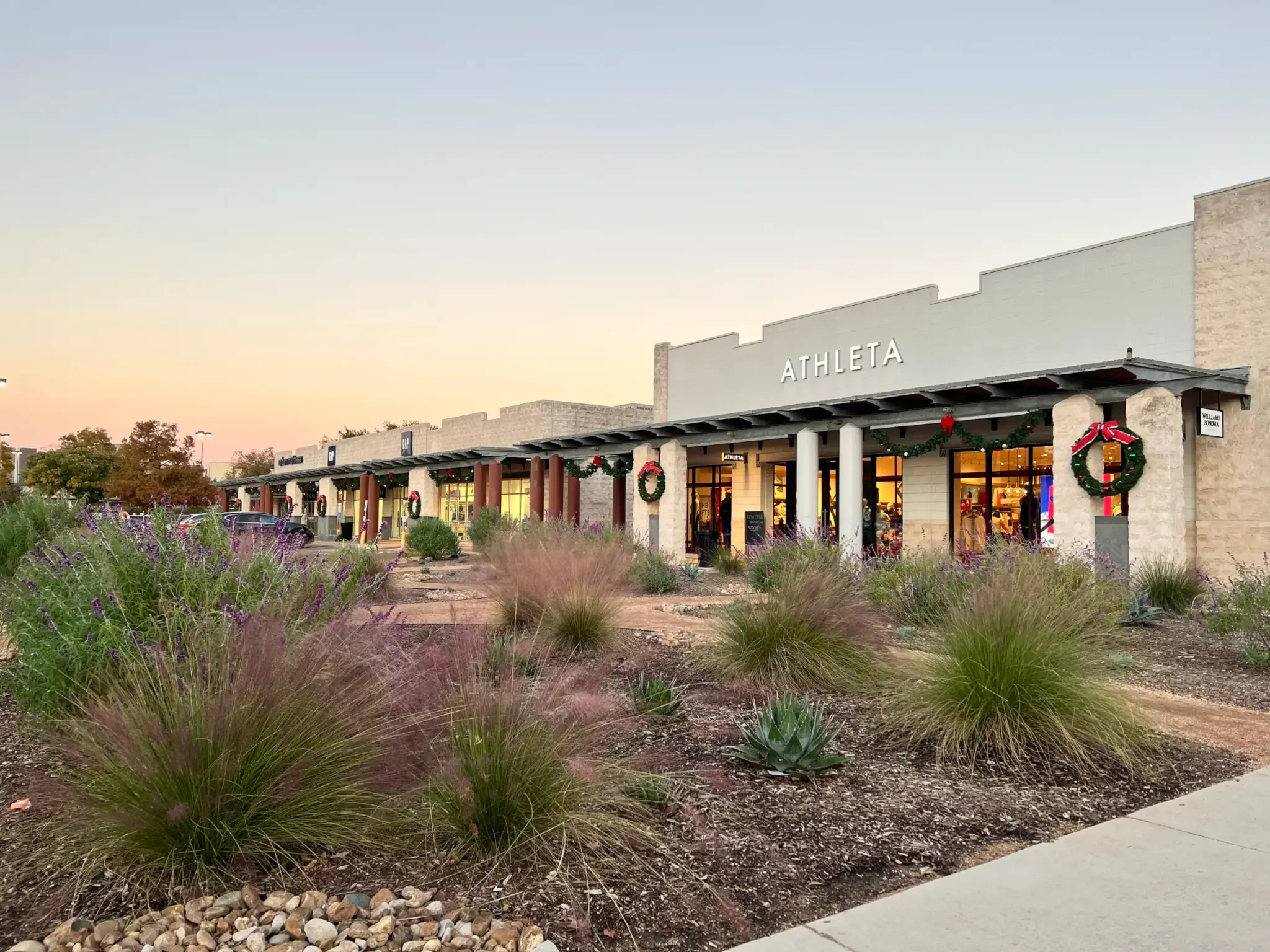 native landscaping at commercial strip mall