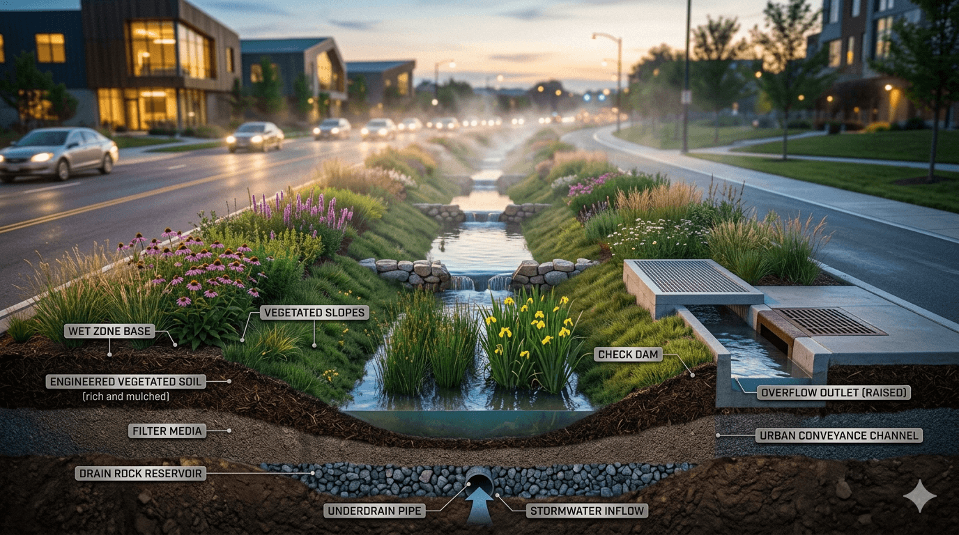 Bioswale Bioswale (What it is and How it Manages Stormwater), cinematic